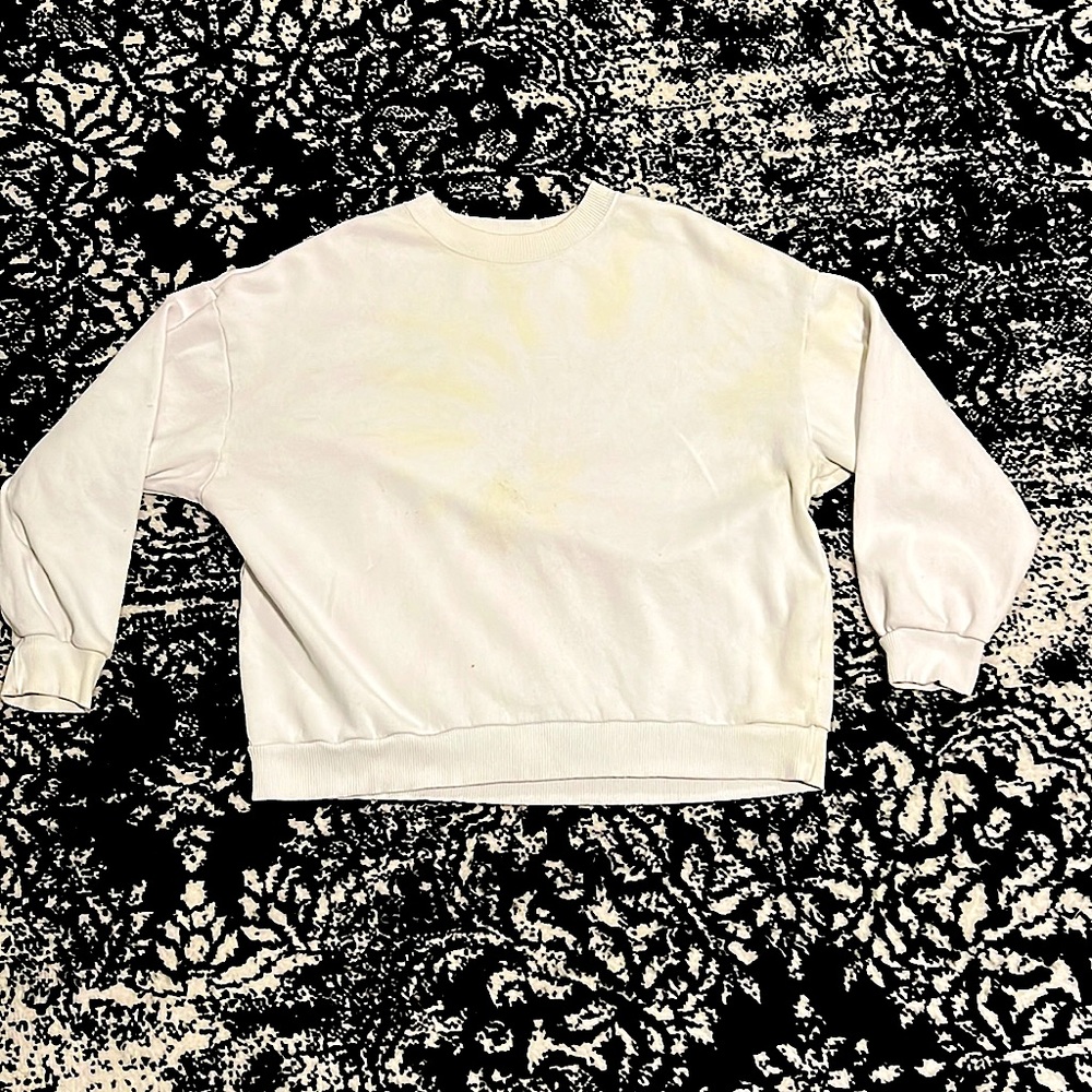 American Eagle White Sweatshirt w/ Light Yellow Ti-Dye, Size M